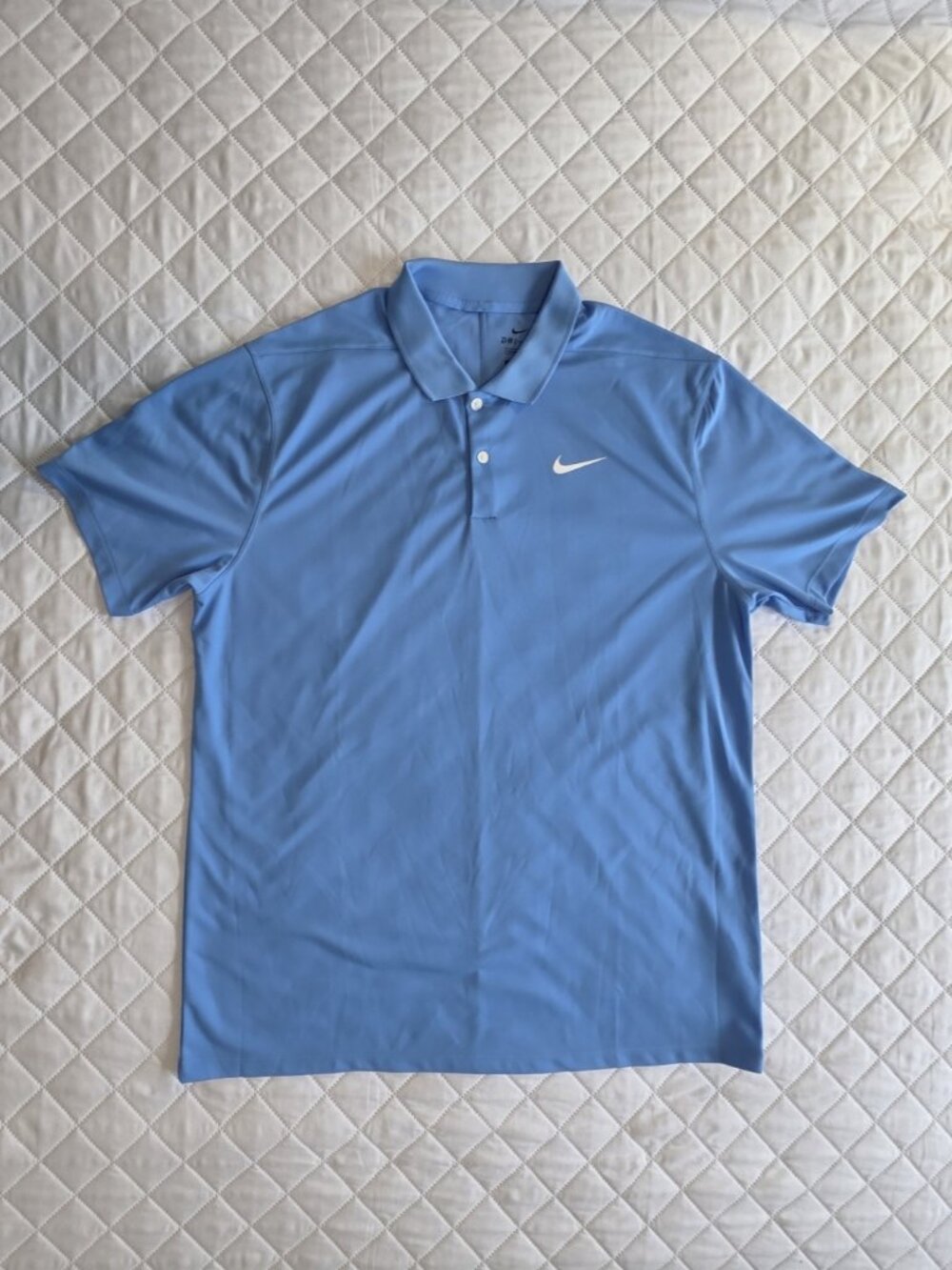 Nike Dri-Fit Polo Shirt Men’s Large Blue Short Sleeve Athletic Golf